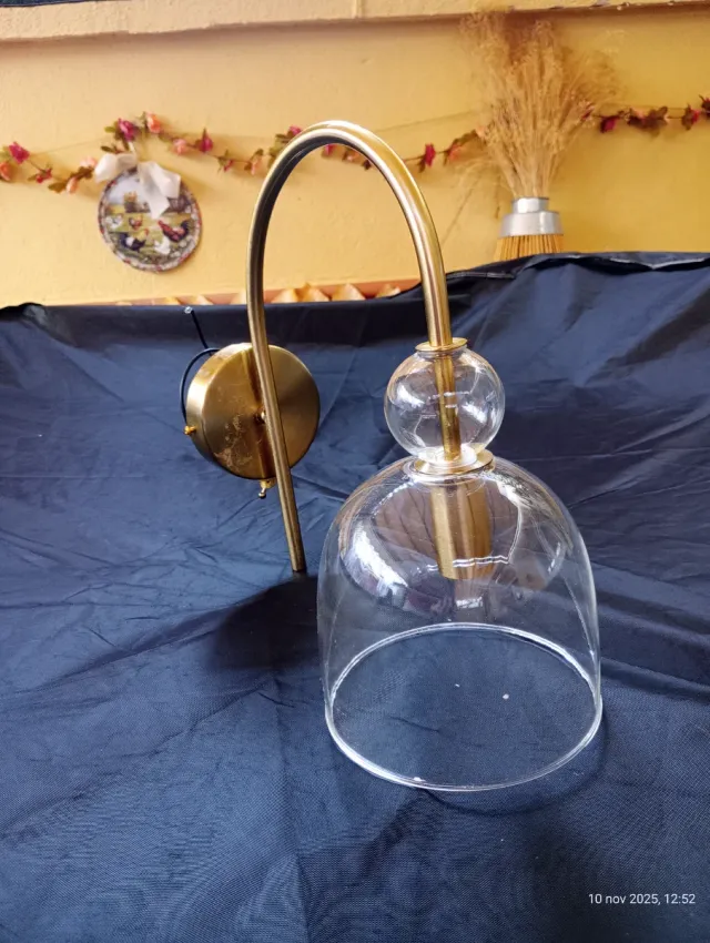 Lámpara aplique cristal y latón