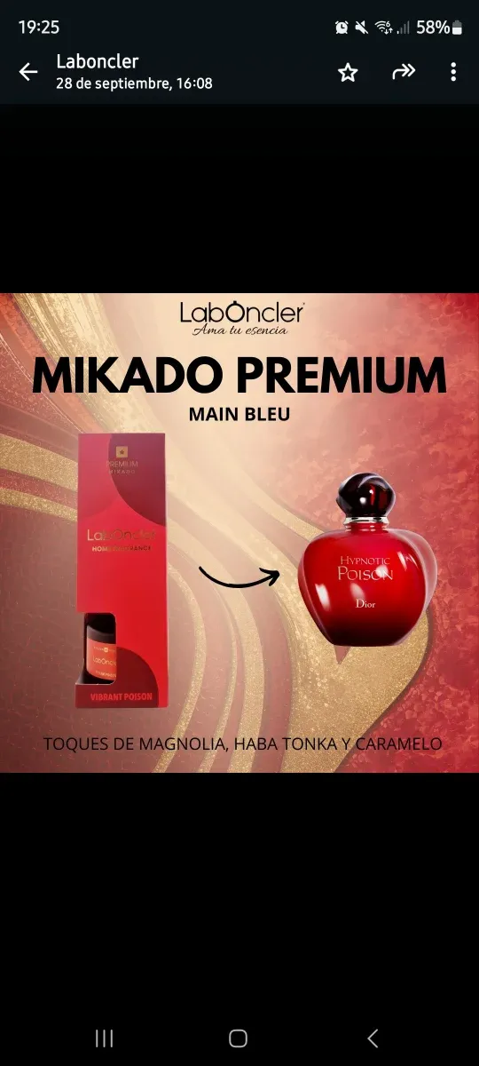 Perfumes dupes .mikados 3 meses de duración