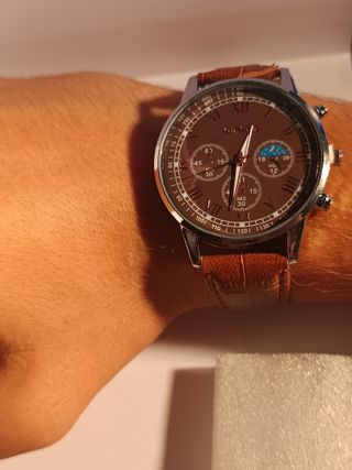 Reloj GENEVA Hombre Correa Marrón y Plata