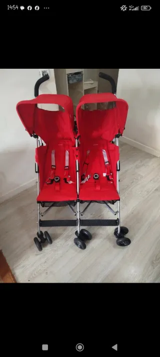 Carrinho de Bebê Duplo Maclaren Vermelho