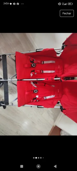 Carrinho de Bebê Duplo Maclaren Vermelho