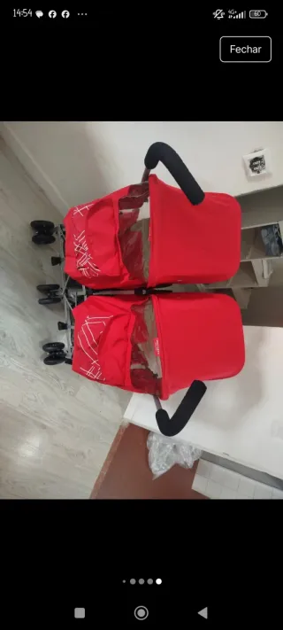 Carrinho de Bebê Duplo Maclaren Vermelho