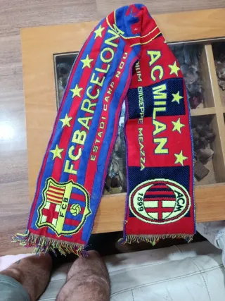 Bufanda FC Barcelona y AC Milan Vintage