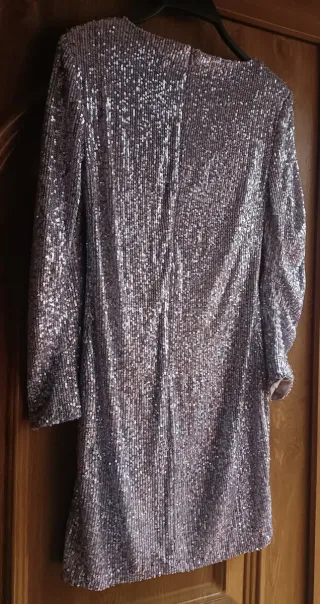 Vestido Mango lentejuelas plateado Talla XS