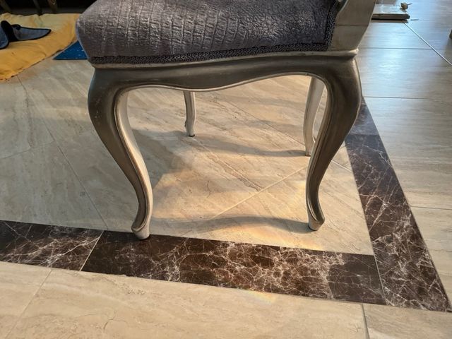 6 Sillas francesas Terciopelo gris cocodrilo