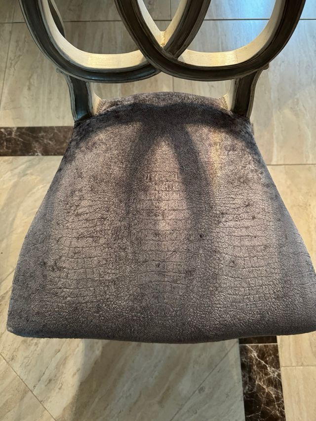 6 Sillas francesas Terciopelo gris cocodrilo