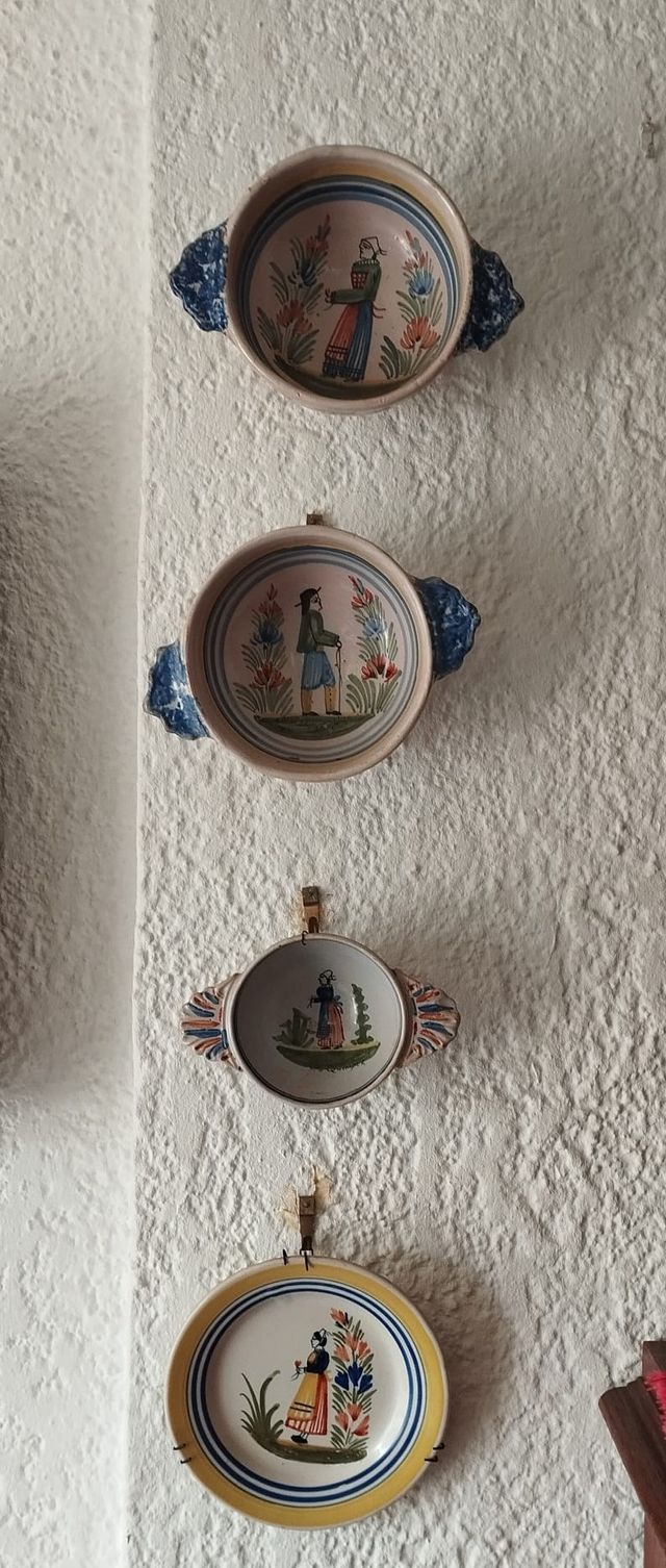 Lote 4 bols/plato de cerámica Henriot Quimper