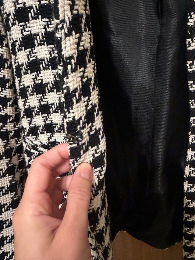 Blazer Zara Cuadros Blanco y Negro