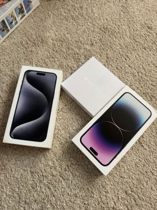 iPhone caja, AirPods caja y Insta360 X3 caja