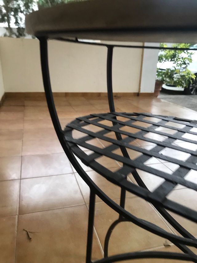 Conjunto mesas forja madera y mármol