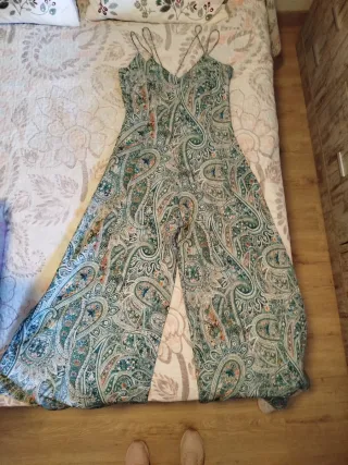 Mono largo estampado verde y multicolor