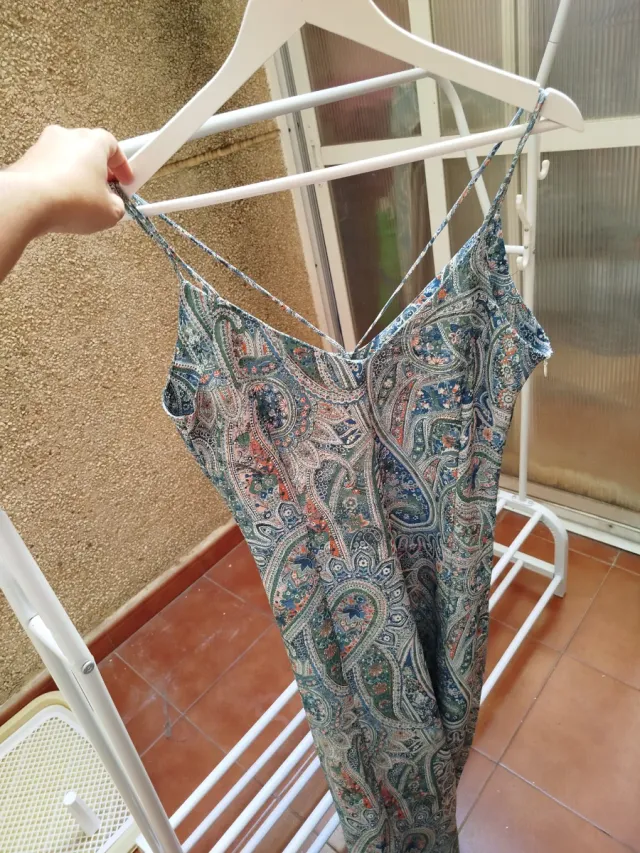 Mono largo estampado verde y multicolor