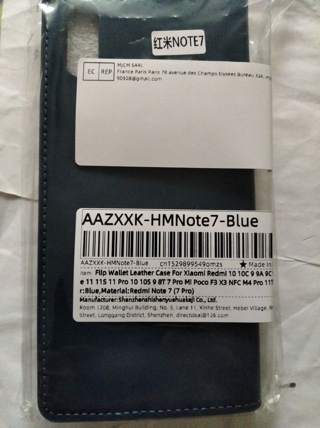 Funda Cartera Cuero Redmi Note 7 (Azul)