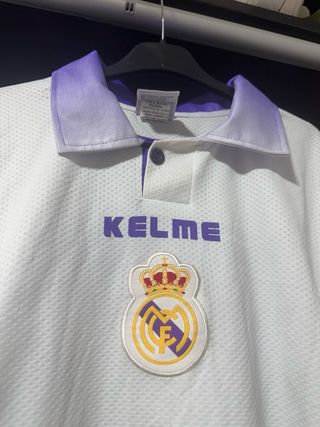Camiseta Retro Real Madrid Kelme Blanca Morada