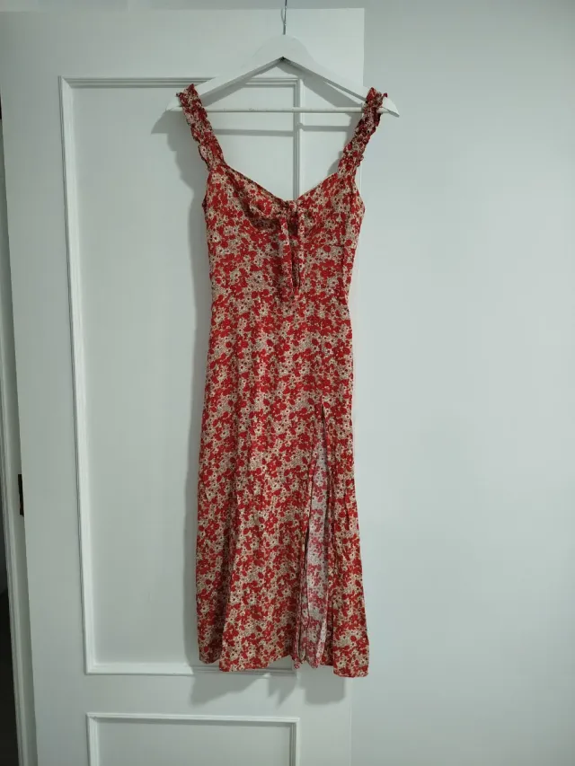 Vestido floral Zara abertura lateral T.XS