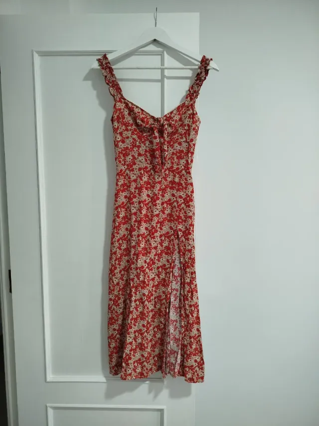 Vestido floral Zara abertura lateral T.XS