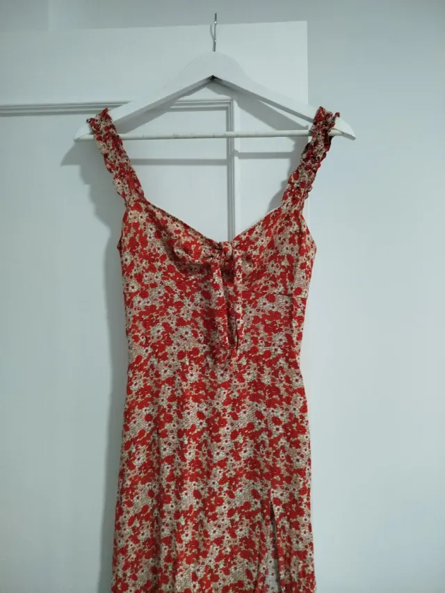 Vestido floral Zara abertura lateral T.XS