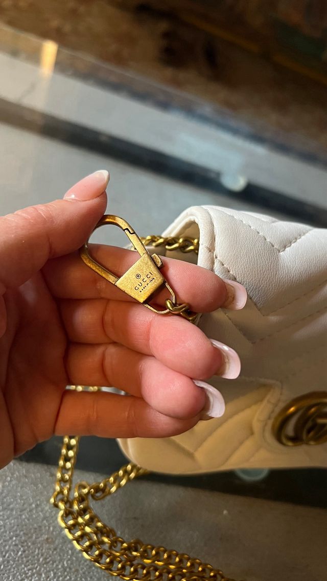 Bolso Gucci Blanco Cadena Dorada