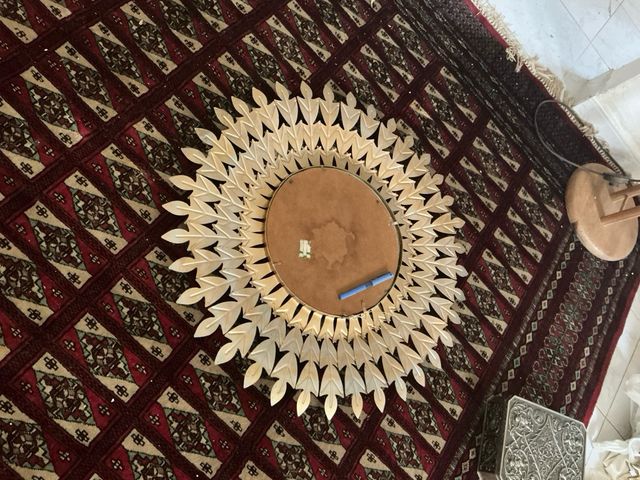 Antico Specchio Sole in Metallo Dorato