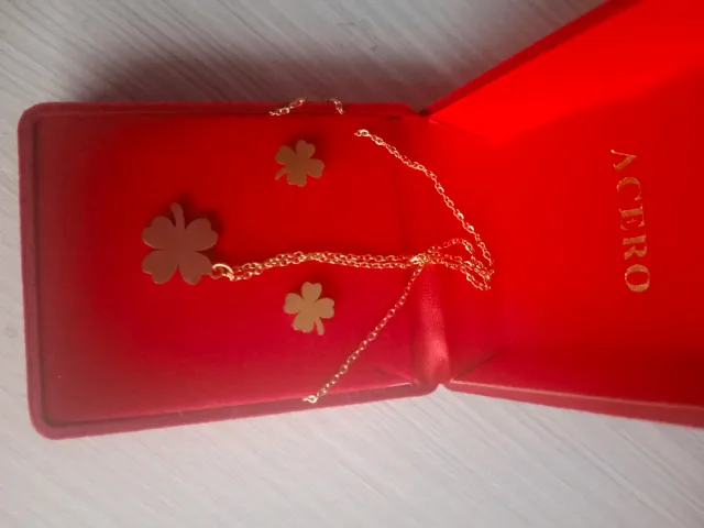 Colgante y pendientes trébol acero