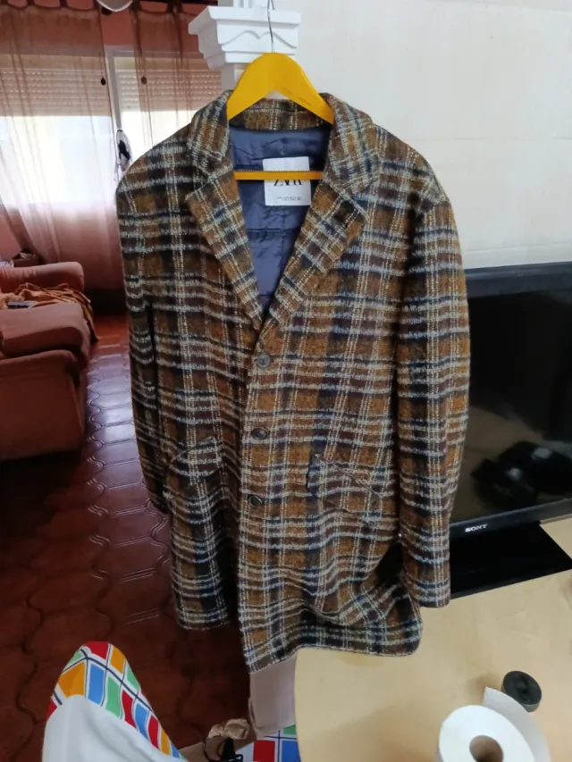 Abrigo Zara cuadros clásico talla XL