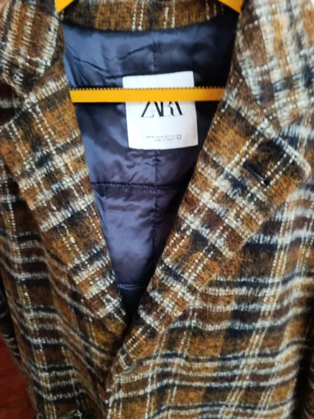 Abrigo Zara cuadros clásico talla XL
