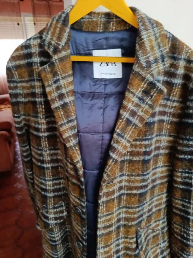 Abrigo Zara cuadros clásico talla XL