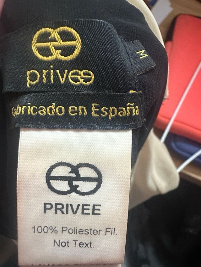 Vestido mini Privee negro y beige