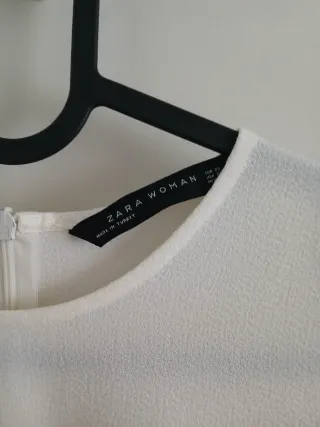 Blusa Zara Blanca Encaje Manga Corta