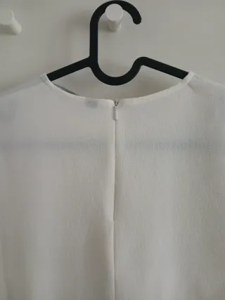 Blusa Zara Blanca Encaje Manga Corta