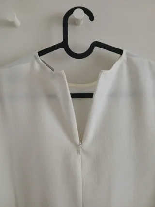 Blusa Zara Blanca Encaje Manga Corta