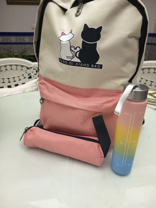 Mochila, Botella y Lapicero Gatitos