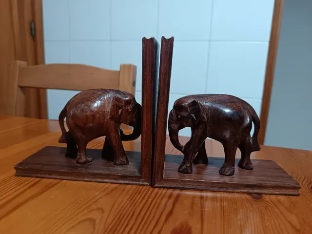 Sujetalibros de Madera Elefantes