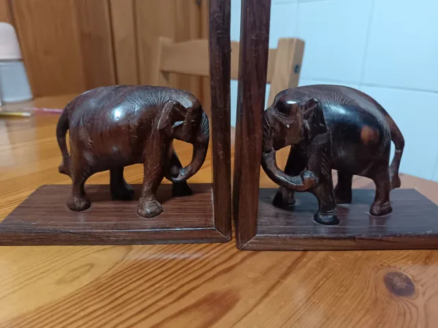 Sujetalibros de Madera Elefantes
