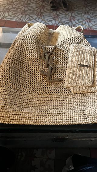 Bolso YSL de rafia beige