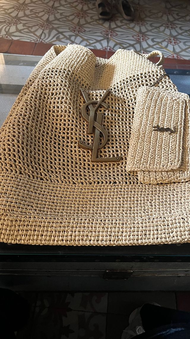 Bolso YSL de rafia beige