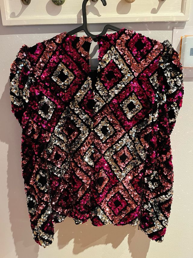 Top lentejuelas rosa y plateado