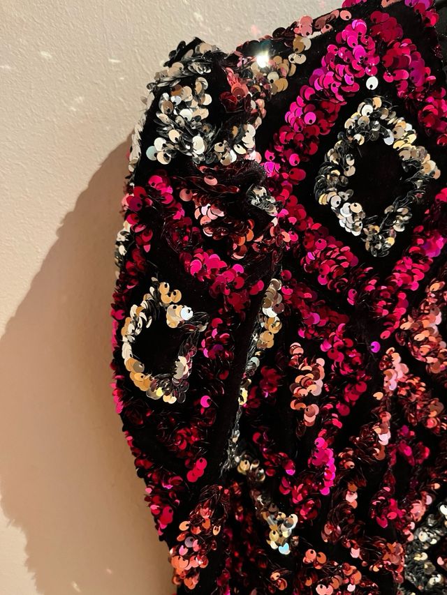 Top lentejuelas rosa y plateado