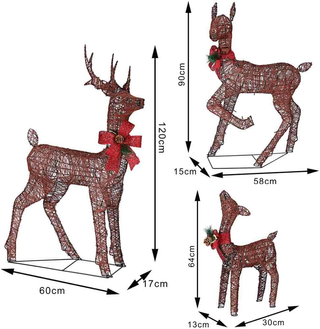 Famiglia Set 3 Renne XXL Luminose di Natale 600 LE