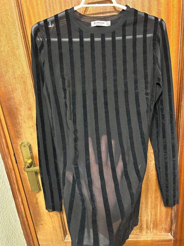 Camiseta Stradivarius Transparencias Rayas Talla S