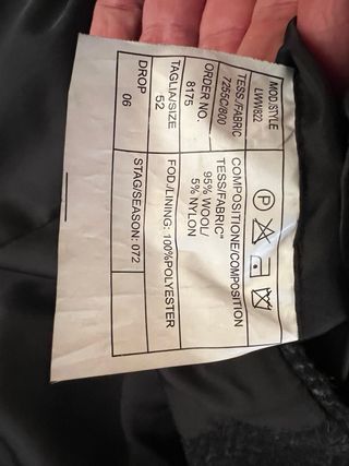 Cappotto elegante lana uomo nero tg 52