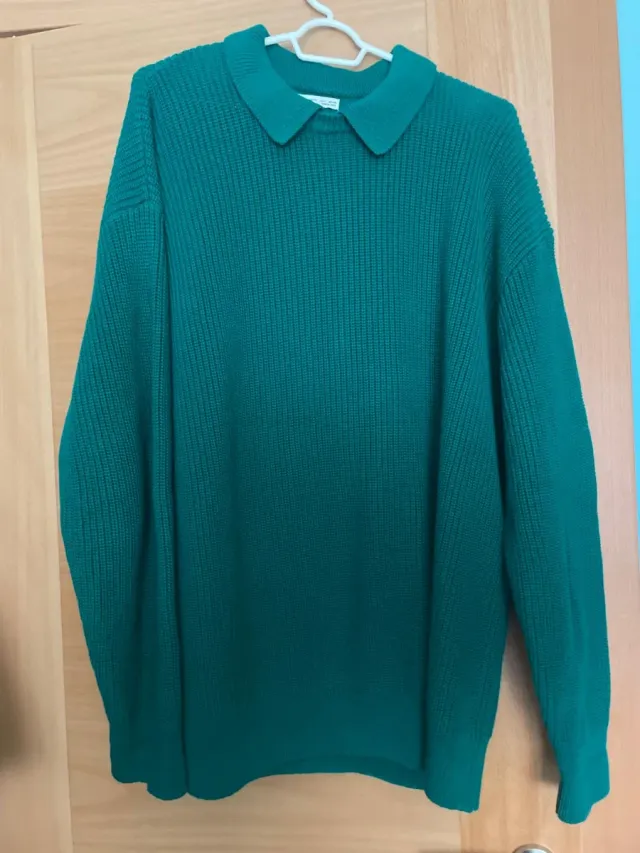 Jersey verde cuello polo de punto