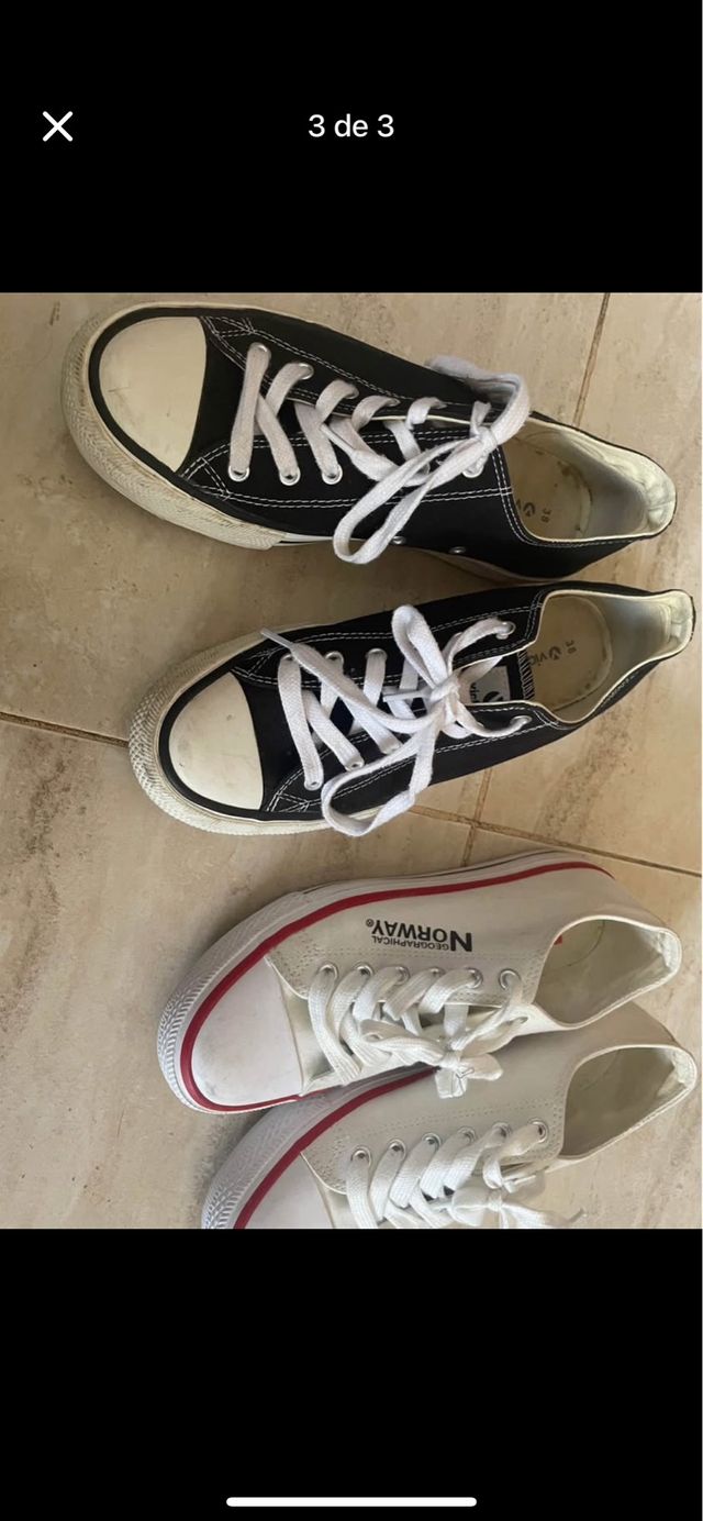 Tenis Victoria negros y blancos Talla 38 y blancos