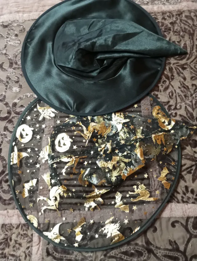 Gorro de bruja negro y verde.precionpor unidad.1.5