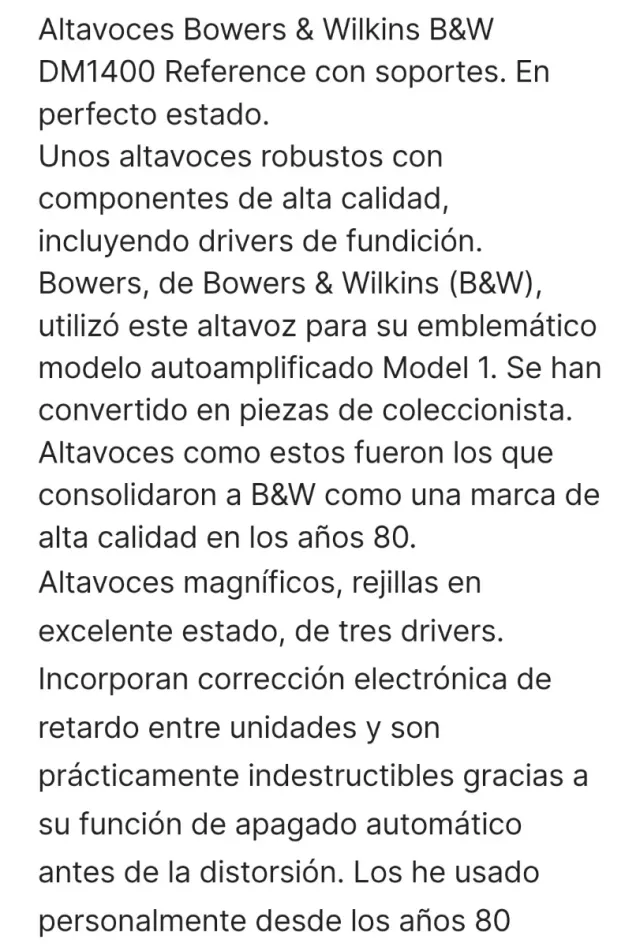 Altavoces B&W alta fidelidad nivel audiofilo