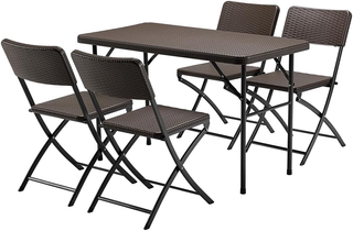 Set Tavolo Tavolino Pieghevole 122 x 60 cm + 4 Sed