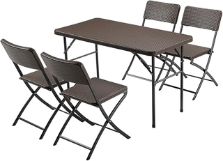 Set Tavolo Tavolino Pieghevole 122 x 60 cm + 4 Sed