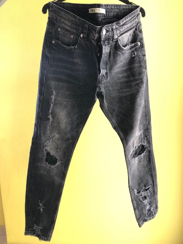 Jeans Zara Uomo Nero Ripped