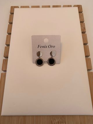 Pendientes Fenix Oro Negro y Plata