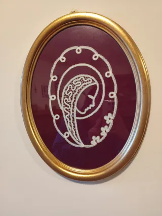 Quadro Vergine Maria Tombolo Ricamato